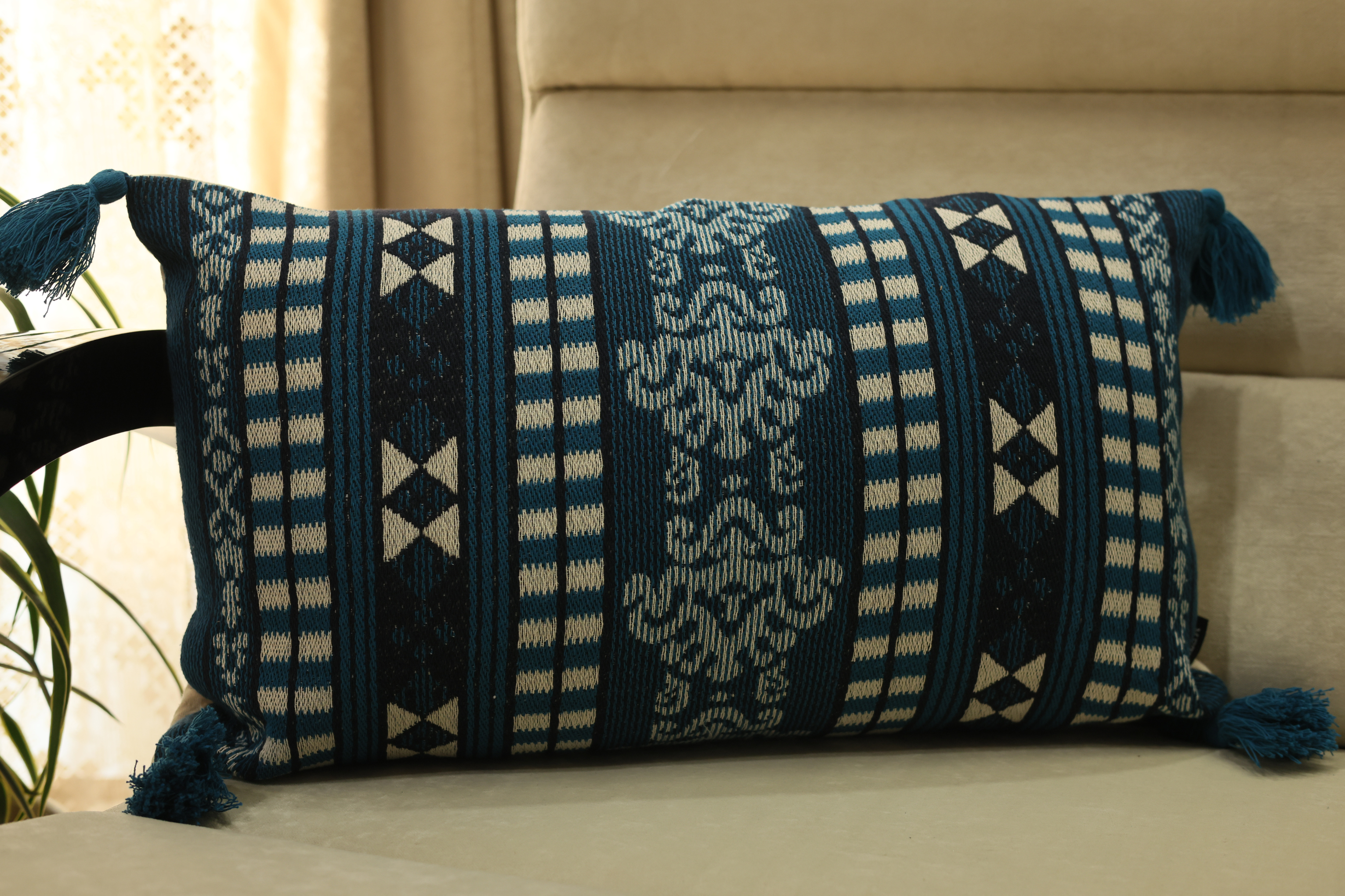 Viridian Jacquard Weave Cushion Cover