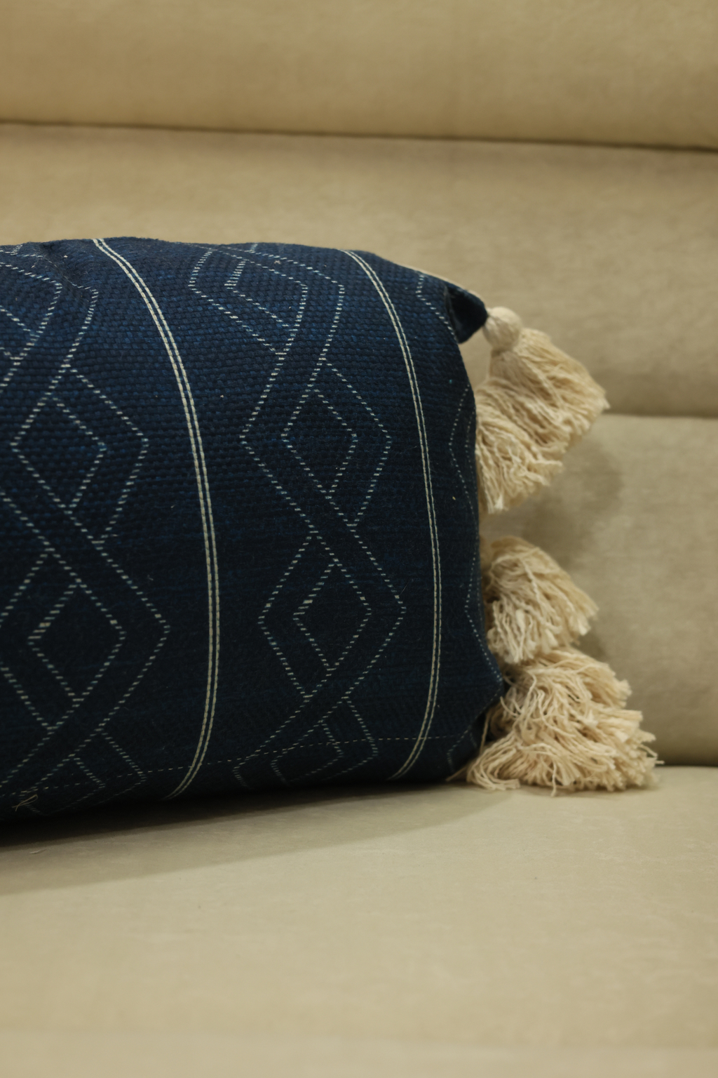 Diamond Print Indigo Cushion Cover