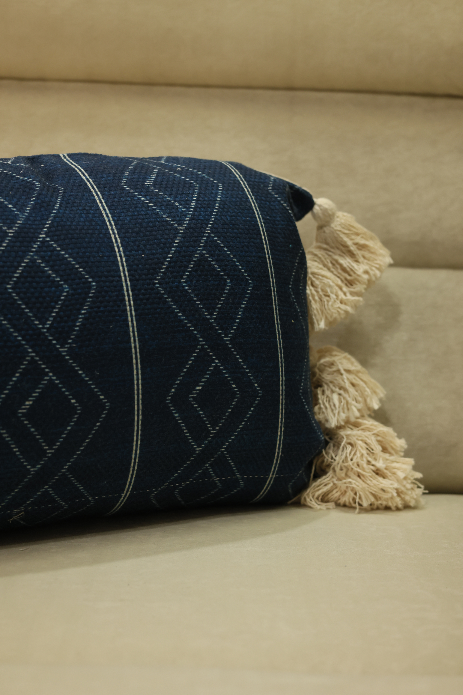 Diamond Print Indigo Cushion Cover