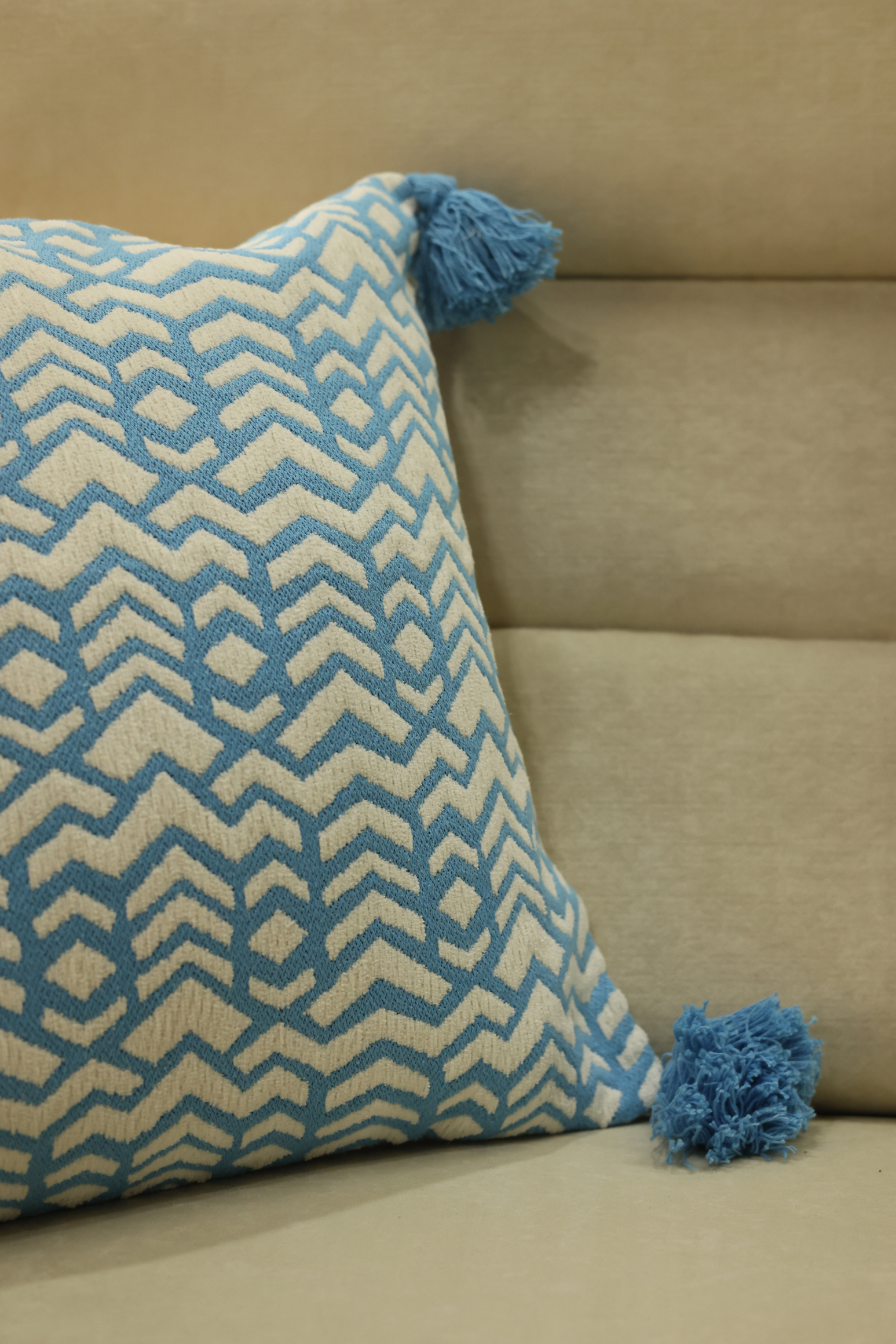 Sky Blue Geometric Cushion Cover
