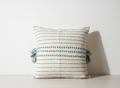 Beige Cushion Cover with Teal Tassels