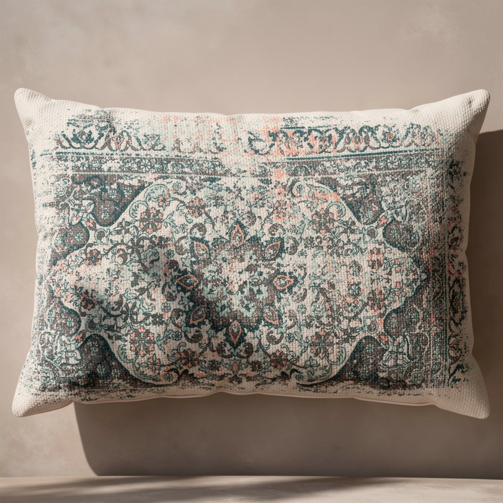 Traditional Rug Inspired Printed Cushion Cover