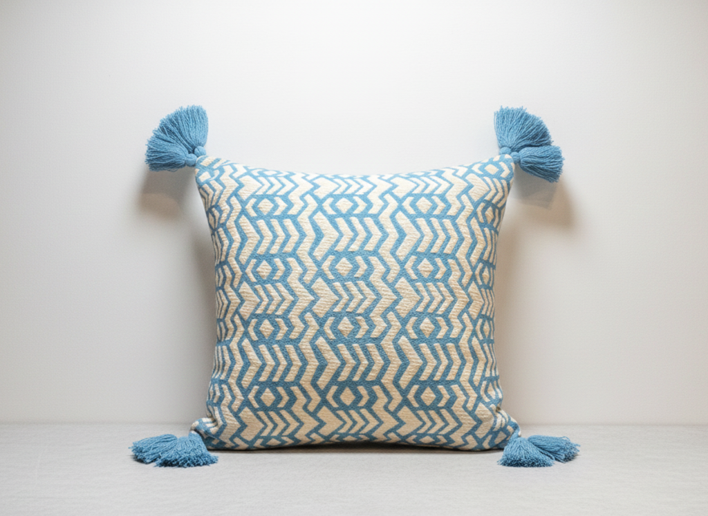 Sky Blue Geometric Cushion Cover