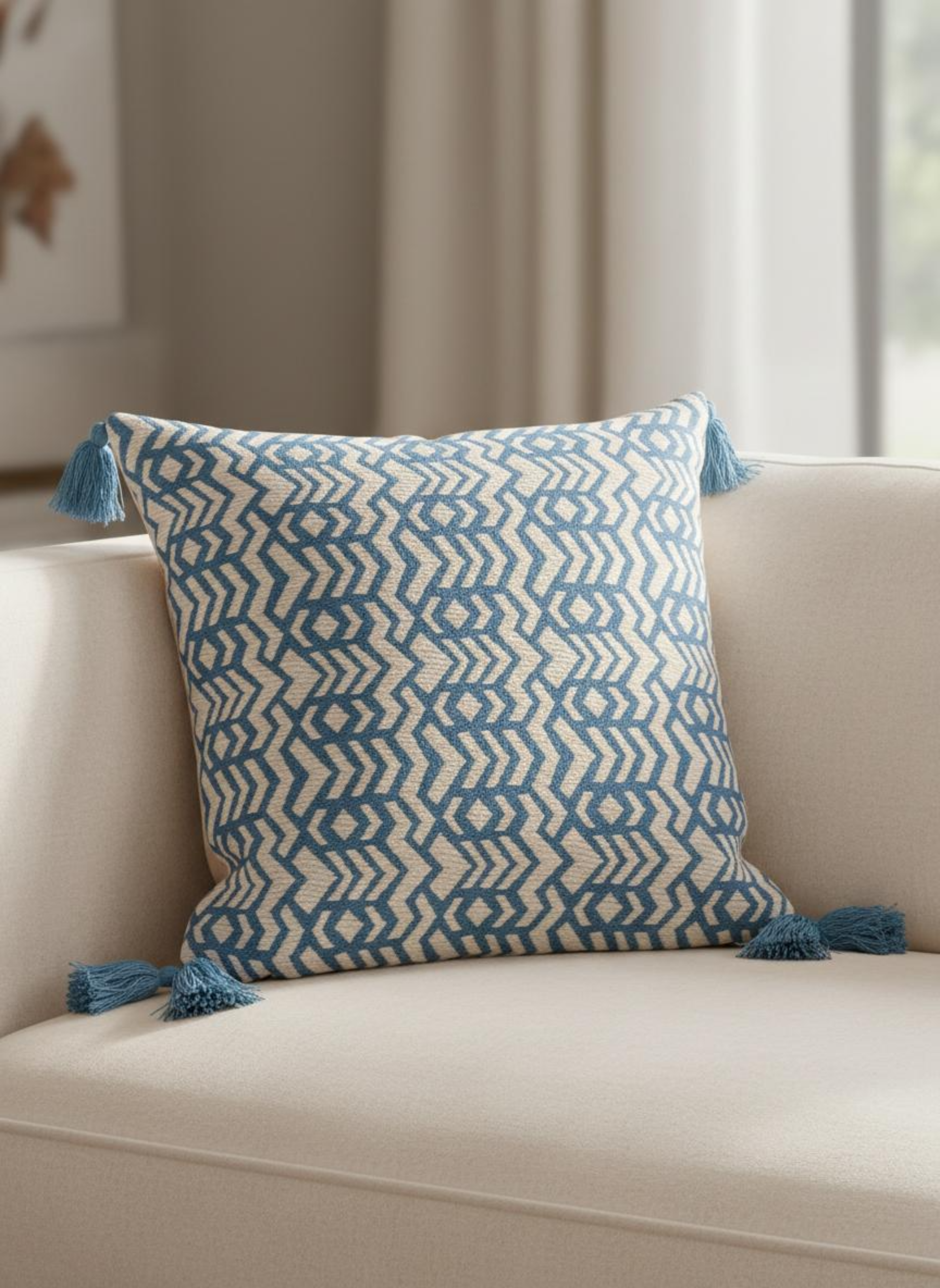 Sky Blue Geometric Cushion Cover