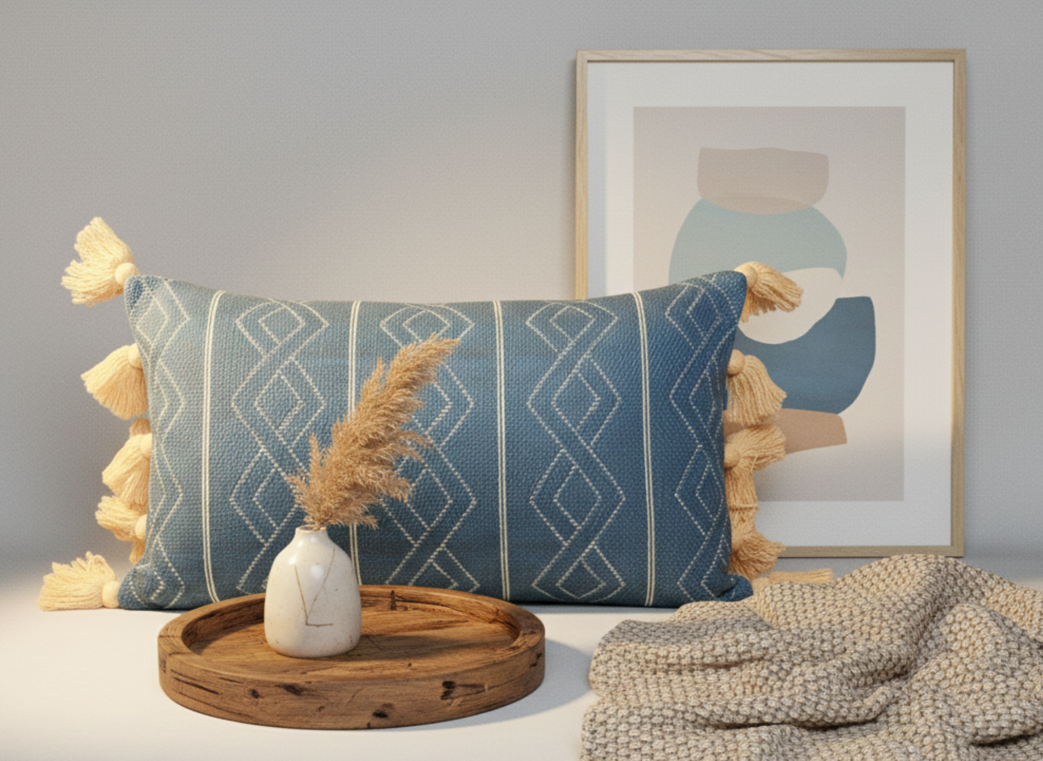 Diamond Print Indigo Cushion Cover