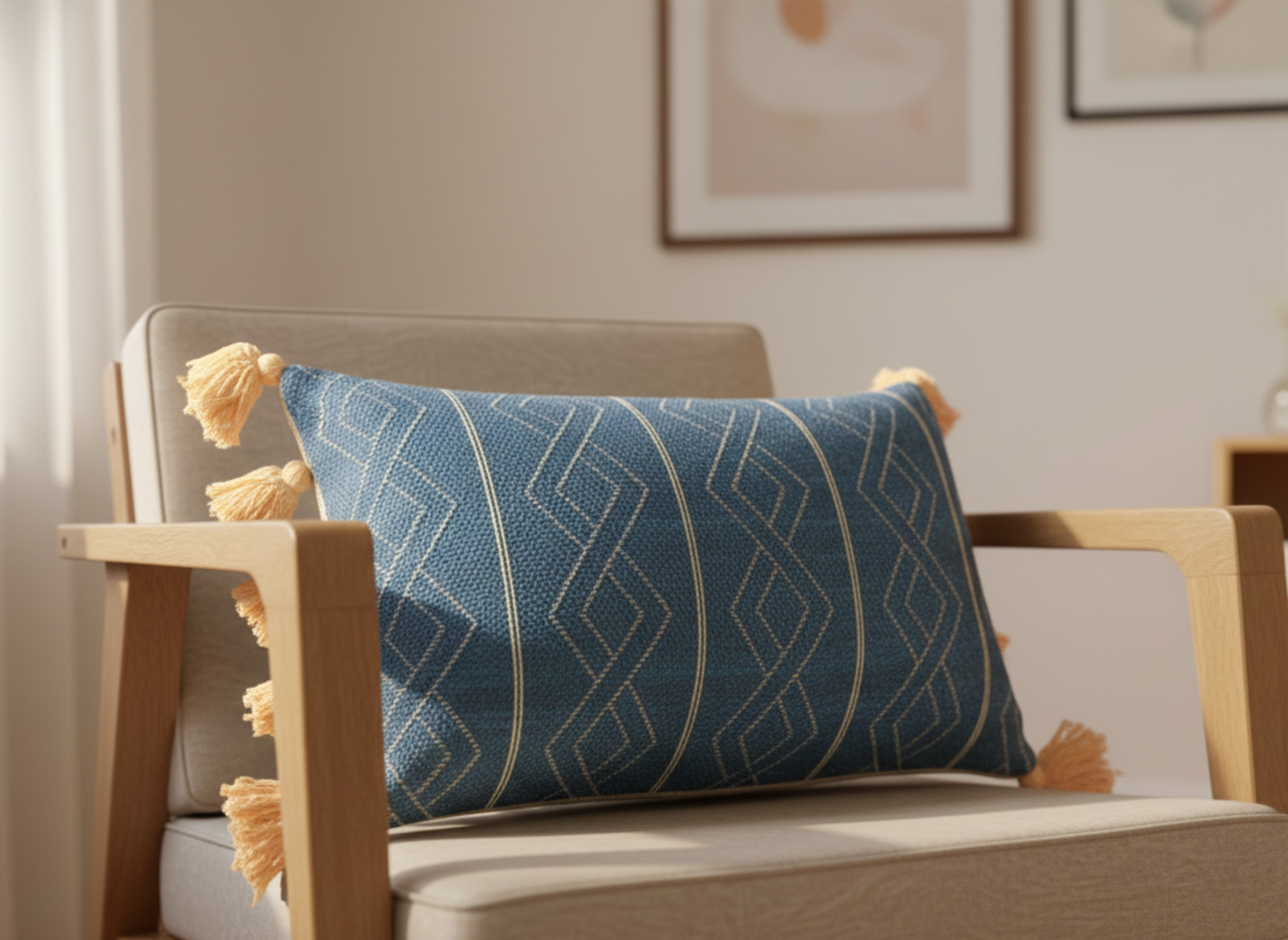 Diamond Print Indigo Cushion Cover