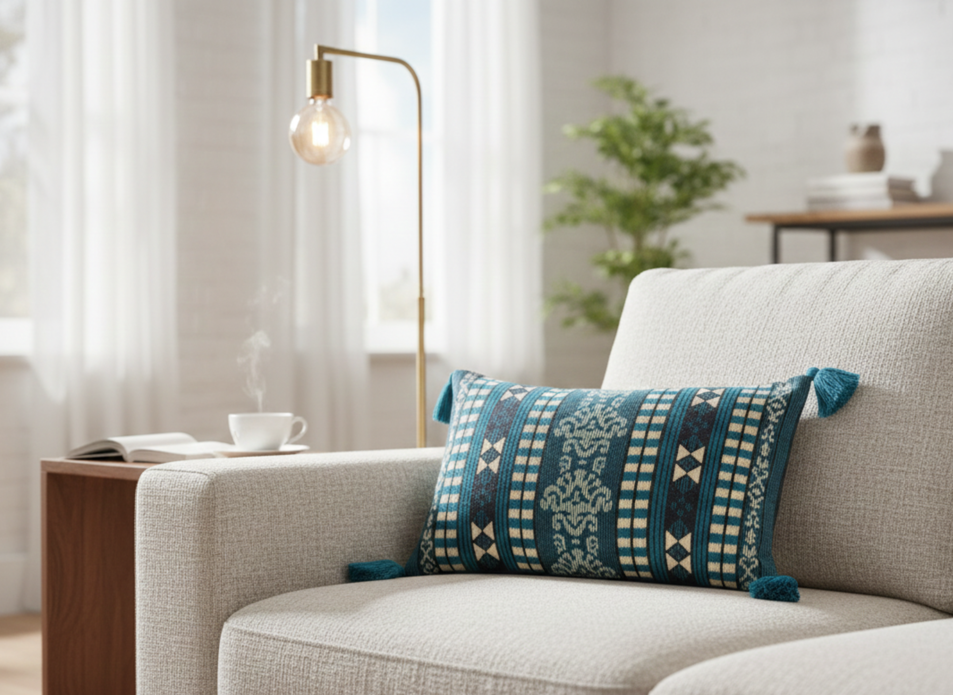 Viridian Jacquard Weave Cushion Cover