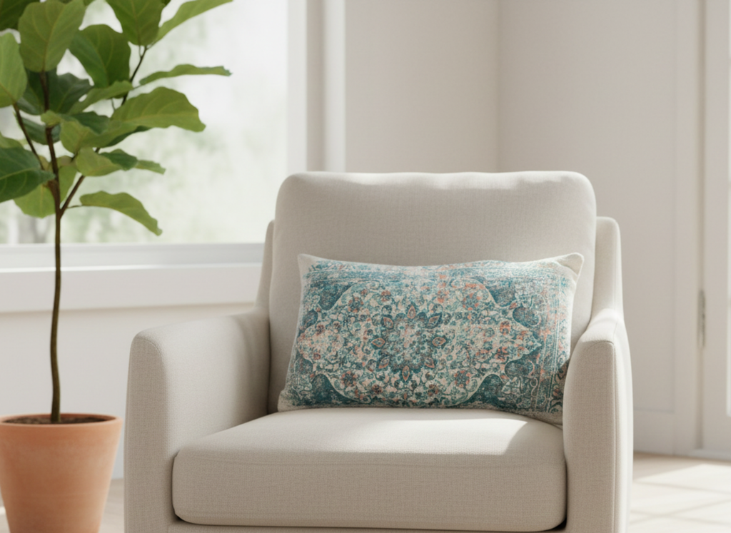 Traditional Rug Inspired Printed Cushion Cover