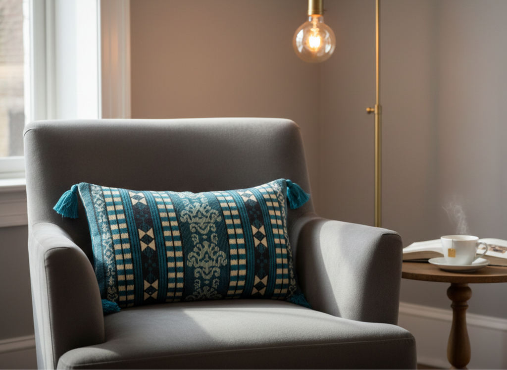 Viridian Jacquard Weave Cushion Cover