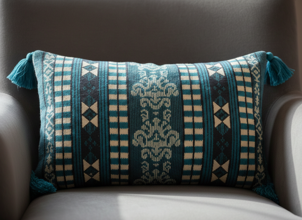 Viridian Jacquard Weave Cushion Cover