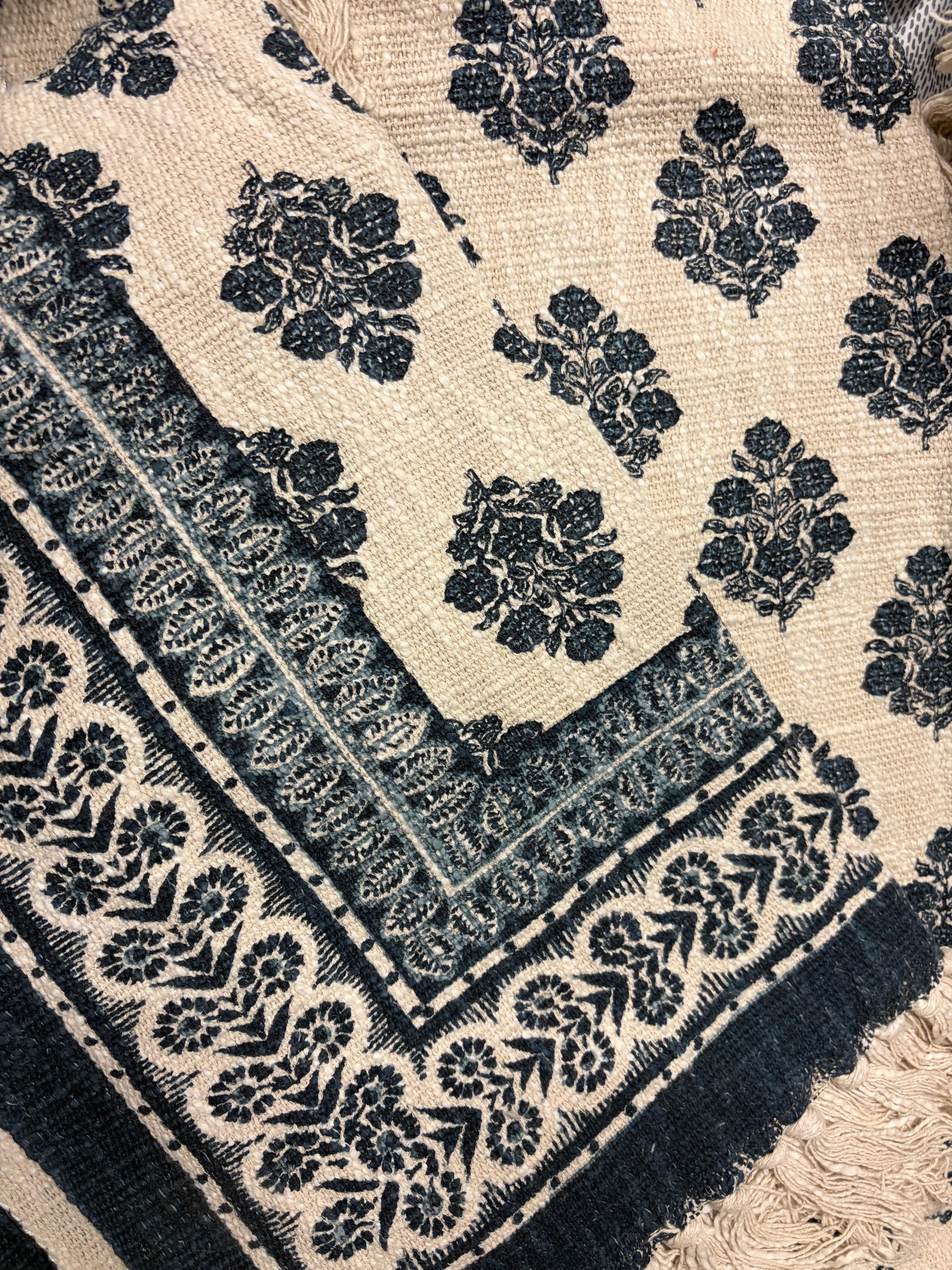 Midnight Blue Cotton Sofa Throw