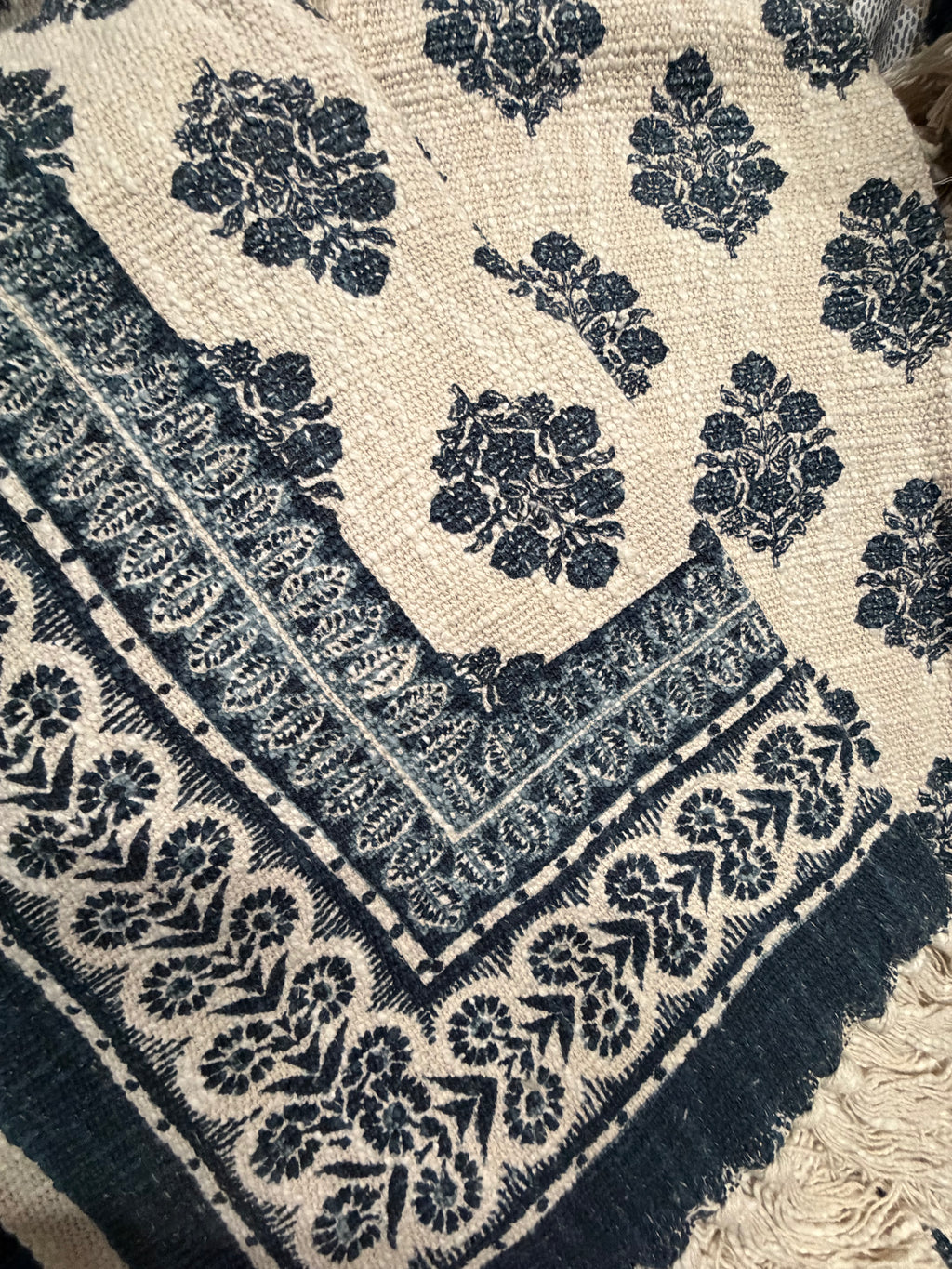 Midnight Blue Cotton Sofa Throw